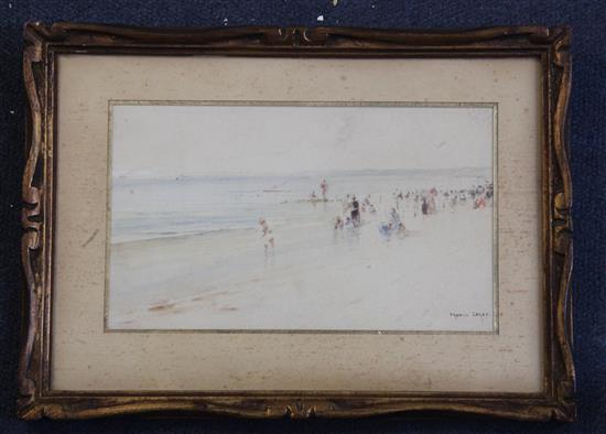 Francis Garat (1853-) The beach at Trouville 4.75 x 8in.